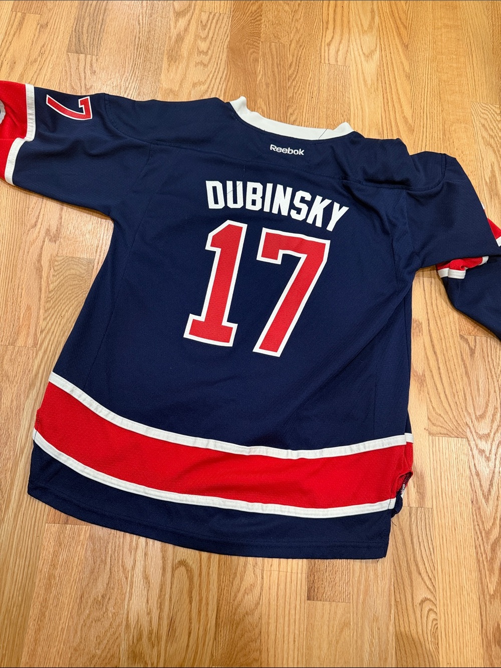 Reebok kids Navy and Red Dubinsky #17 rangers Hockey Jersey